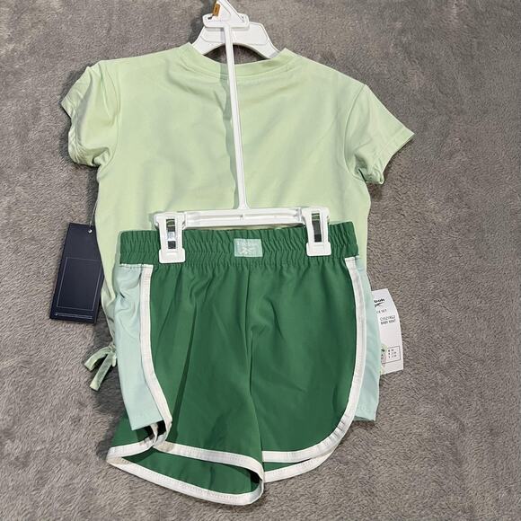 Reebok Shirt Shorts Set Girls 3T Green Two Piece Active Outfit Summer Play - Picture 3 of 3